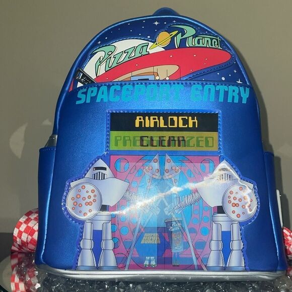 Disney Pixar Toy Story loungefly blue pizza planet mini bookbag back pack - Picture 4 of 11